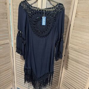 Womens Swimsuit Cover Up Bikini Coverup Bathing Suit Tassel Dress Size medium